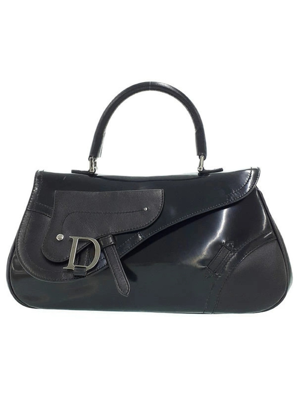 Christian Dior black leather top handle Saddle bag John Galliano